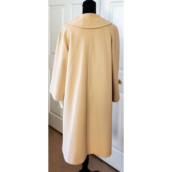 VTG J L Hudson's NWT Beige Lined Double Breasted Coat Button down Overcoat Sz 14 - Picture 3 of 7